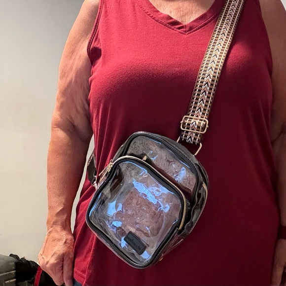 NWOT Clear Crossbody Bag with Black Trim - Picture 6 of 8